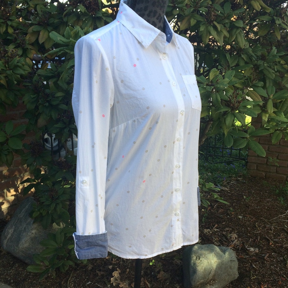 Tommy Hilfiger White & Chambray Blue Nautical Top  - Size Small - Picture 4 of 8